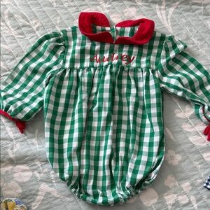Green and Red Checkered Kids One Piece